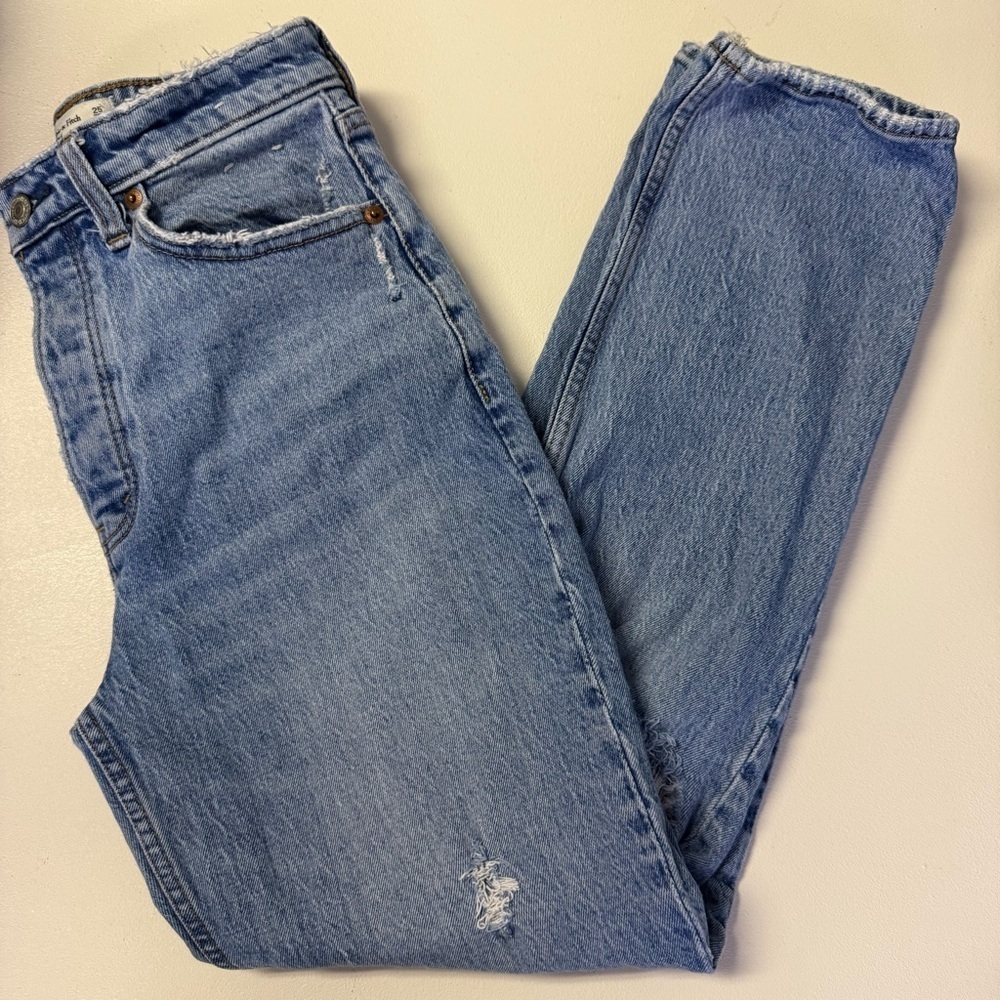 Abercrombie & Fitch The Dad Jeans Curve Love High Rise Size 25 0 Short loose - Picture 4 of 10